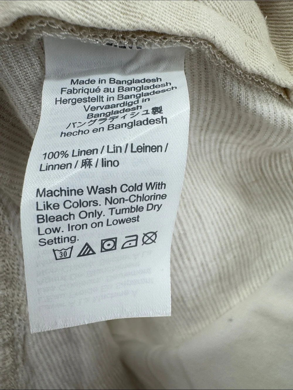 J. Crew Men's Cream Textured Flat-Front Shorts 100% linen 34 preppy summer